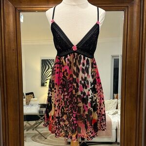 Sexy&Sweet Betsey Johnson Barbie Pink Leopard Print Baby Doll, Teddy - M